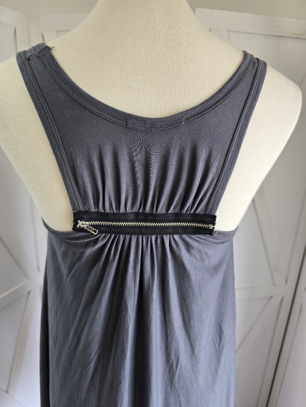 7 For All Mankind Sleeveless Aysemmetrical Gray Swingy Dress - Picture 7 of 9
